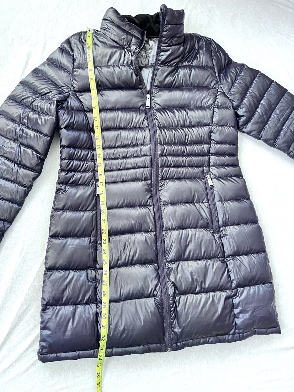 Andrew Marc Winter Iridescent Black Long Packable Premium Down Puffer Coat - Picture 8 of 11